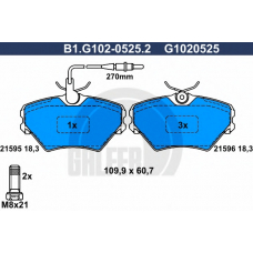 B1.G102-0525.2 GALFER Комплект тормозных колодок, дисковый тормоз