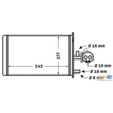 8FH 351 308-181 HELLA Теплообменник, отопление салона