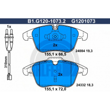 B1.G120-1073.2 GALFER Комплект тормозных колодок, дисковый тормоз