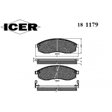 181179 ICER Комплект тормозных колодок, дисковый тормоз