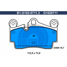 B1.G102-0711.2 GALFER Комплект тормозных колодок, дисковый тормоз