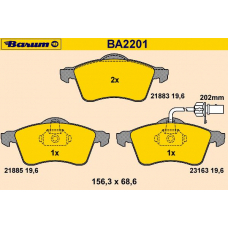 BA2201 BARUM Комплект тормозных колодок, дисковый тормоз