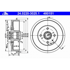 24.0220-3025.1 ATE Тормозной барабан