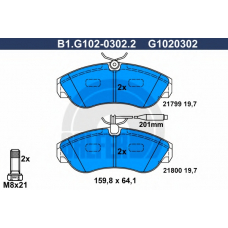 B1.G102-0302.2 GALFER Комплект тормозных колодок, дисковый тормоз