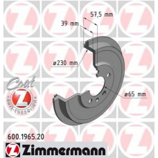 600.1965.20 ZIMMERMANN Тормозной барабан