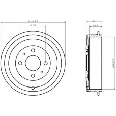 8DT 355 300-301 HELLA Тормозной барабан