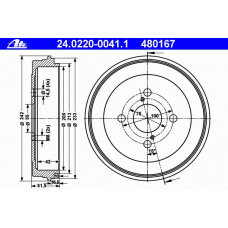 24.0220-0041.1 ATE Тормозной барабан