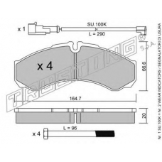 221.1W TRUSTING Комплект тормозных колодок, дисковый тормоз
